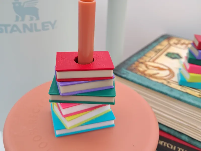 Book Stack Straw Topper
