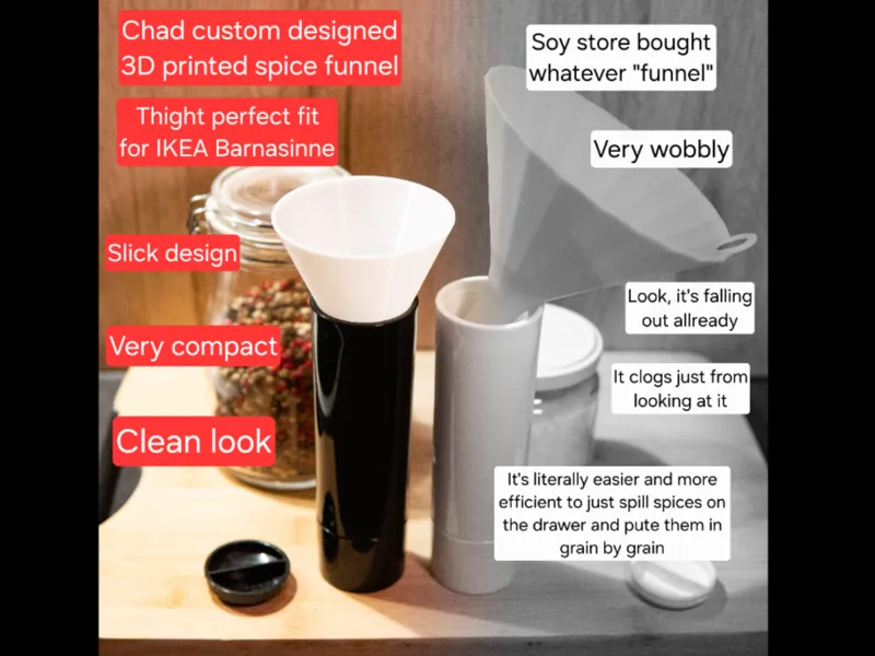 Funnel for IKEA Barnasinne spice grinder