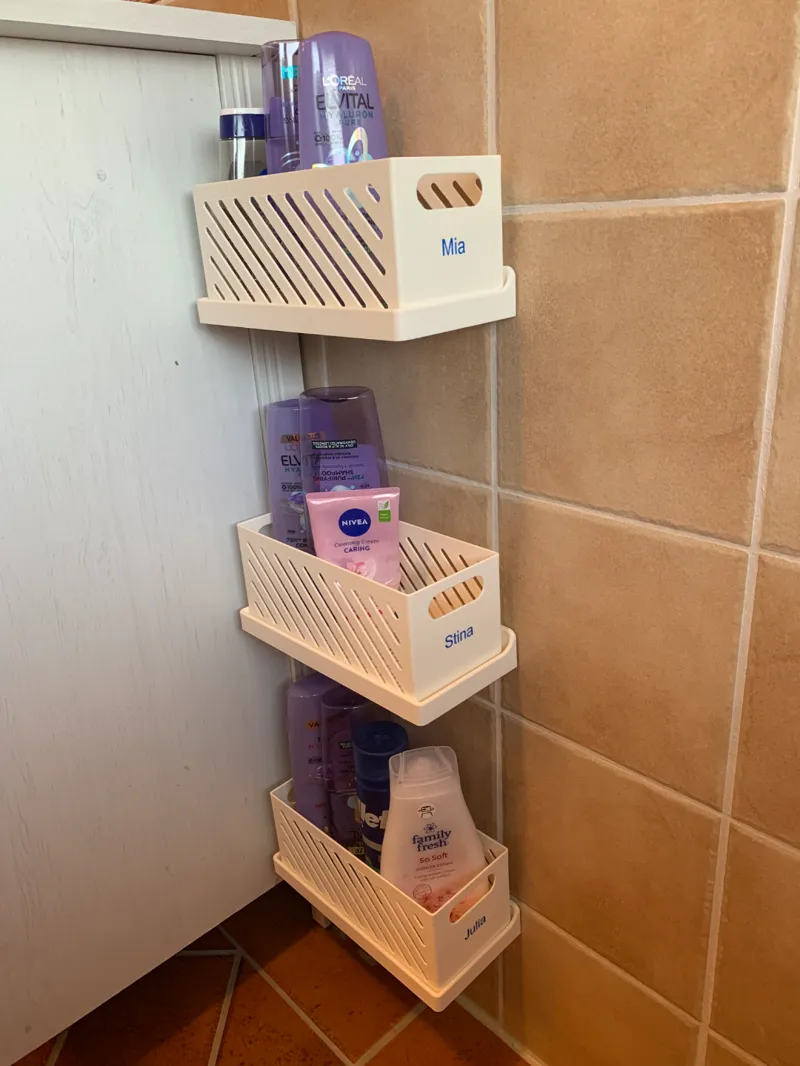 Shower shampoo box and shelf