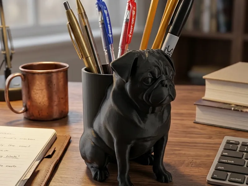 Chubby pug pen holder