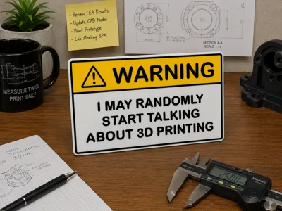 3D Printing Warning Sign - Funny Plaque