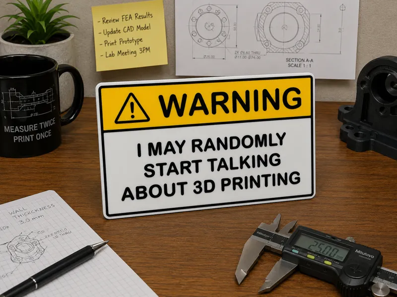 3D Printing Warning Sign - Funny Plaque