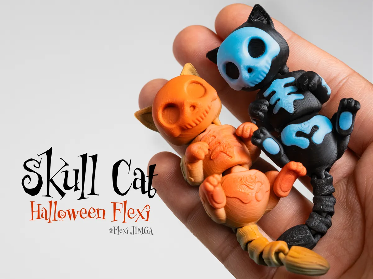 Halloween Spooky Cat - Articulated & Keychain by 🟢 Flexi JIMGA MakerWorld: Download Free 3D Models - 3D model önizlemesi