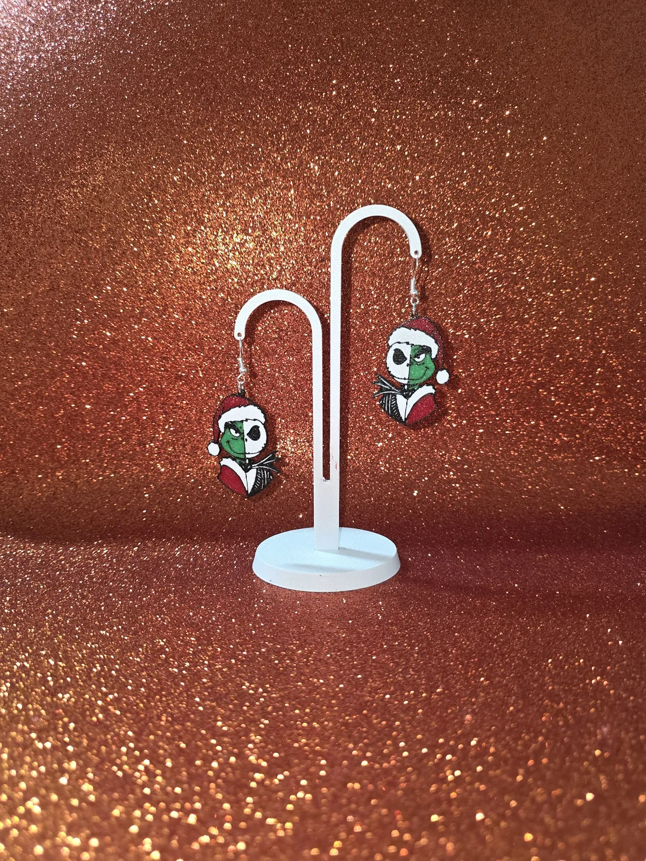 Jack Grinch Skellington earrings view 3