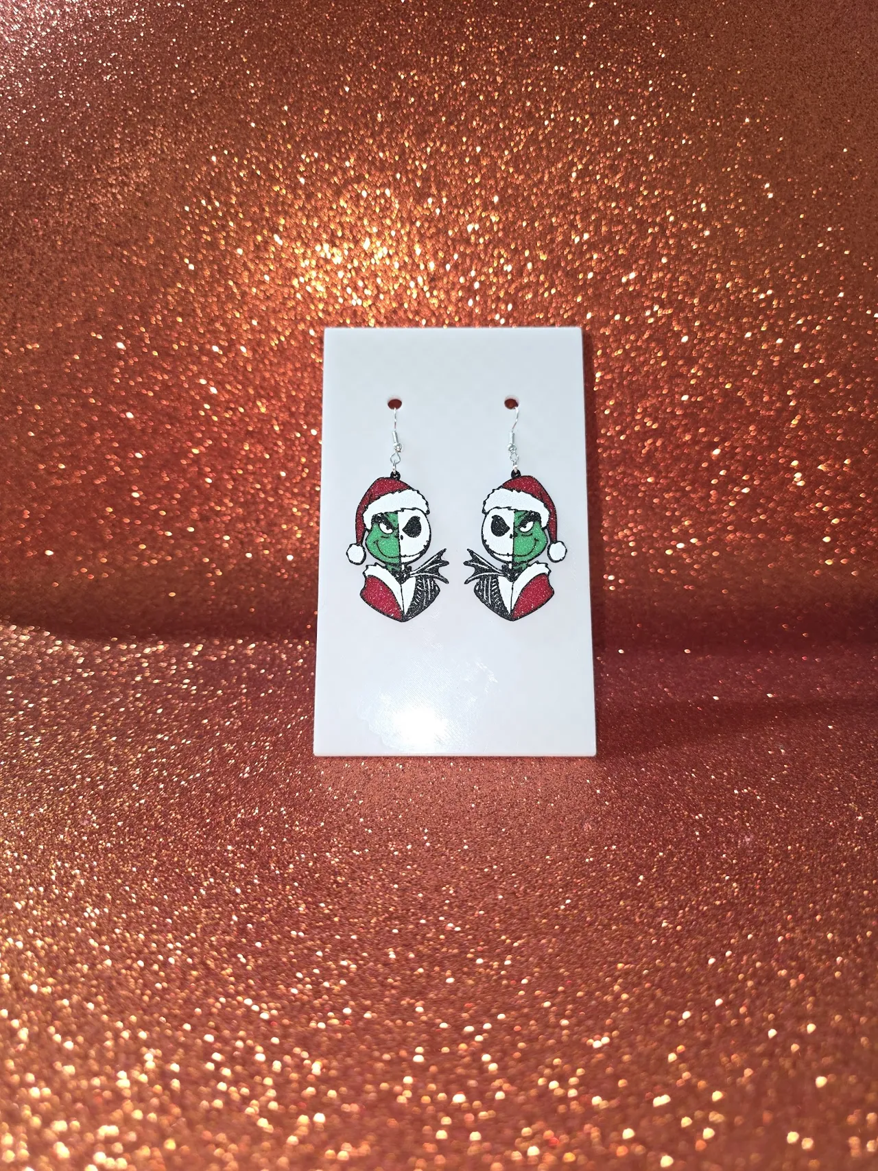 Jack Grinch Skellington earrings view 2
