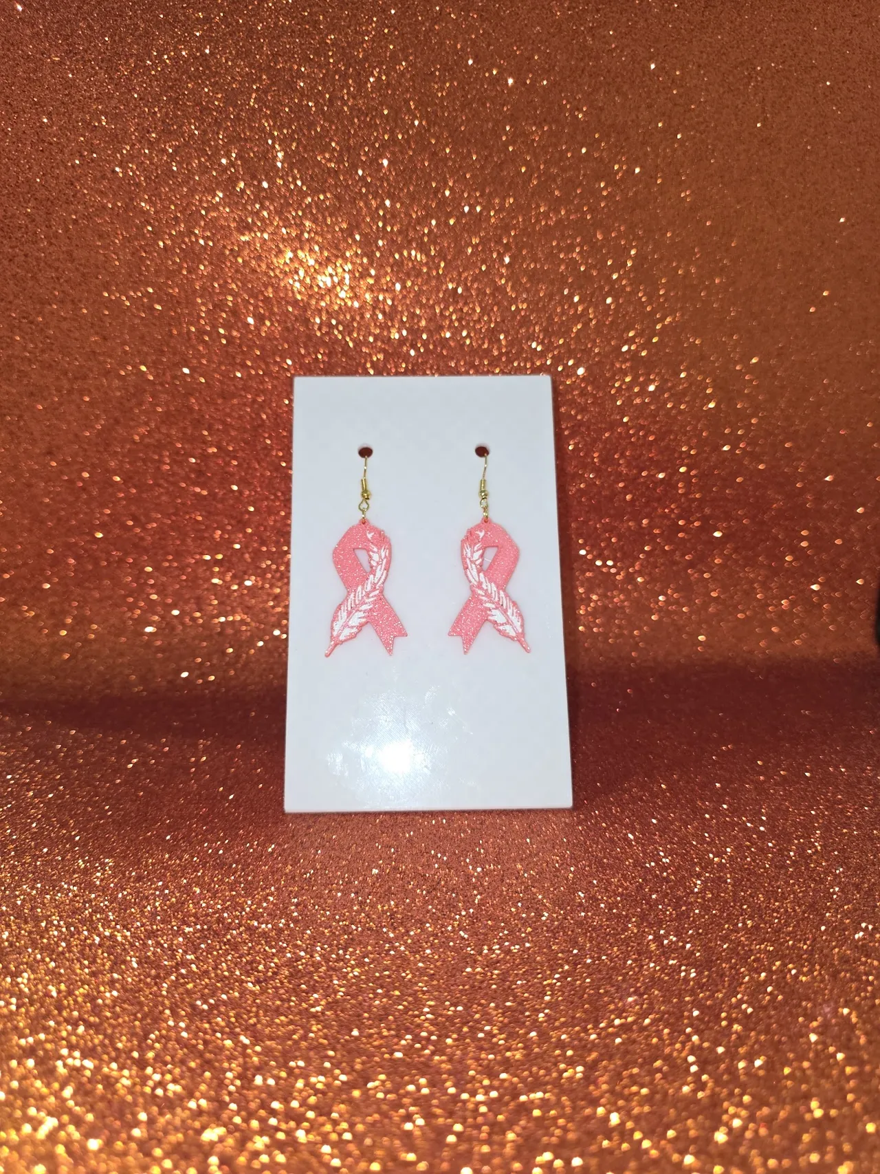 Feather and ribbon earrings view 2