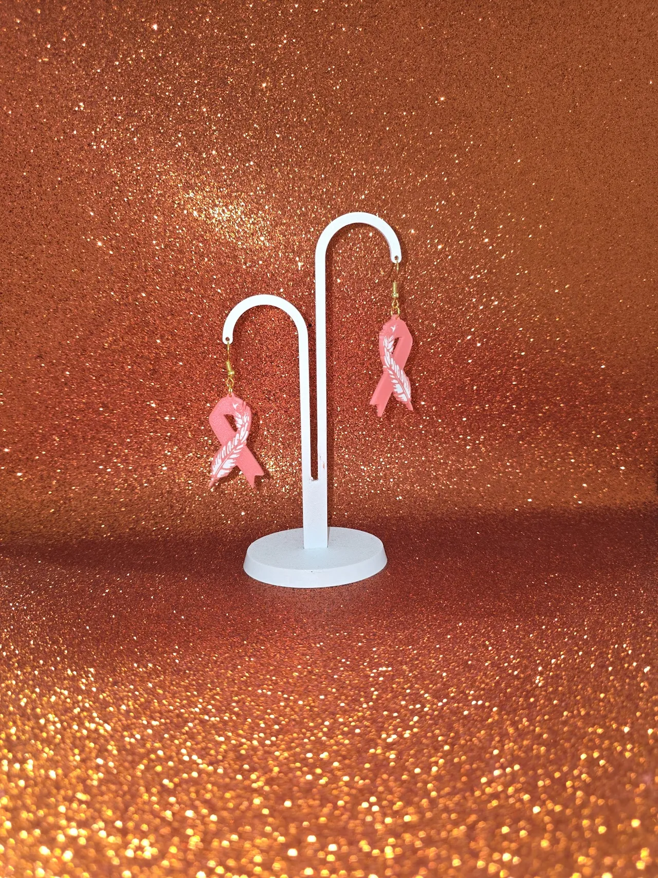 Feather and ribbon earrings view 3