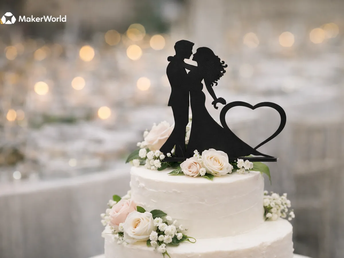 Wedding Silhouette Cake Topper – Bride and Groom - Free 3D Print Model ...