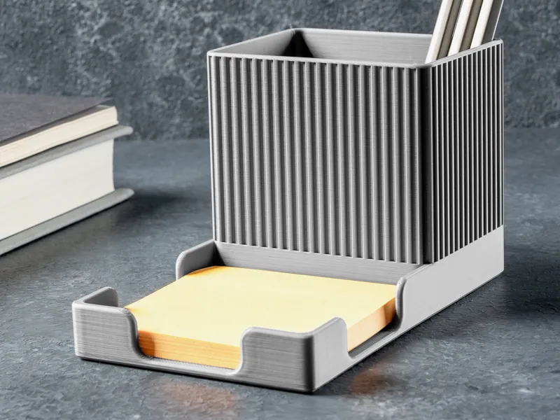 Ribbed Sticky Note Pen Holder