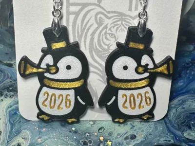 New Years Eve Penguin Earrings