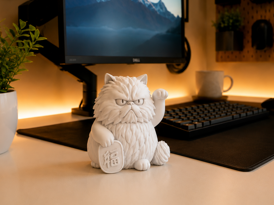 Grumpy Fortune Cat | Persian Lucky Desk Companion
