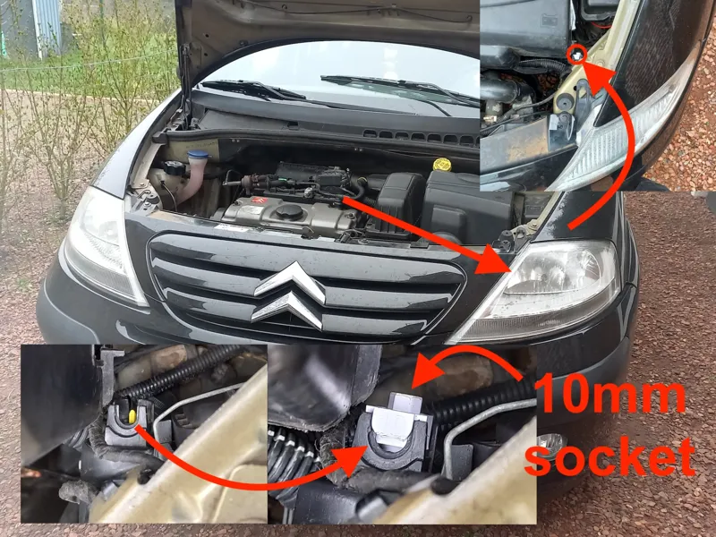 Citroën C3 front headlight adjustment knob V1