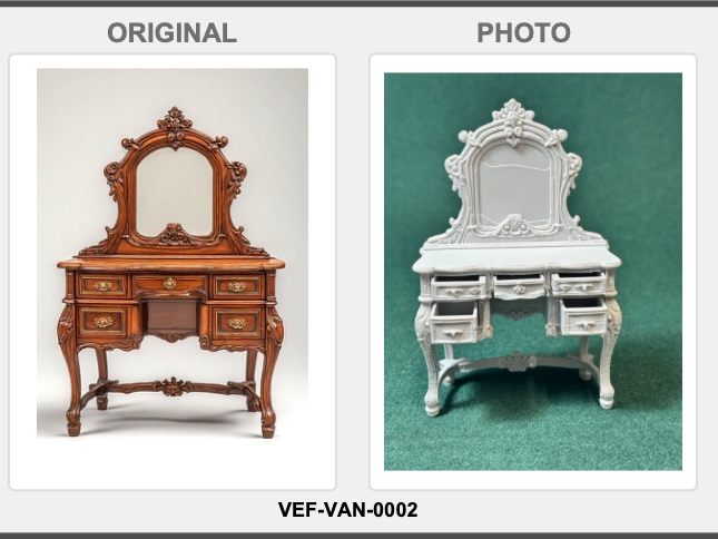 Rosemere Vanity Desk VEF-VAN-0002 1:12 Dollhouse