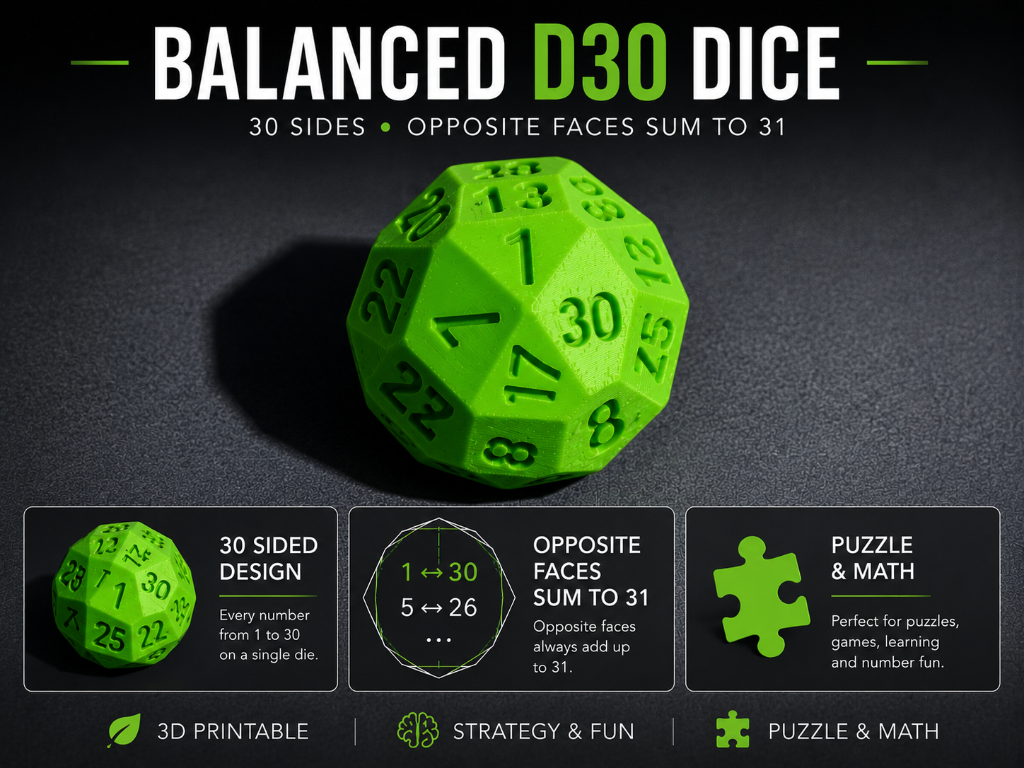 Balanced D30 Dice
