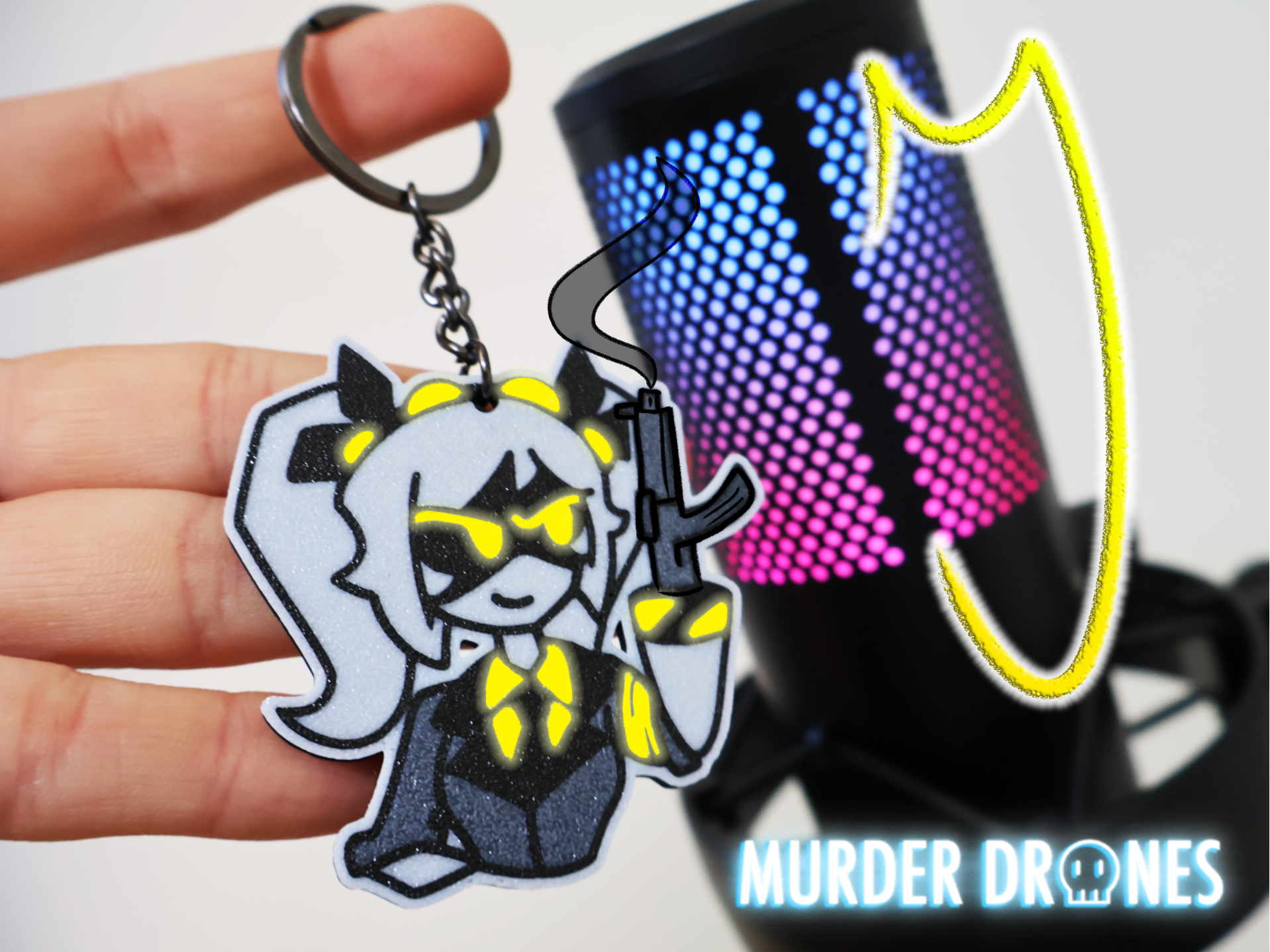 J Keychain Murder Drones Glitch pin