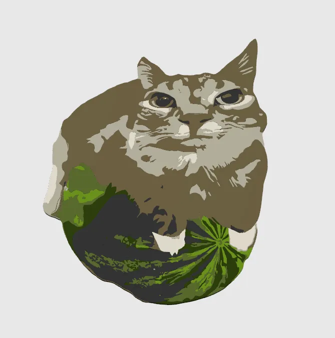 Cat on water melon (keychain)