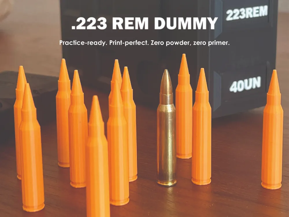Caja o estuche: .223 REM Dummy. Referencia del modelo original.