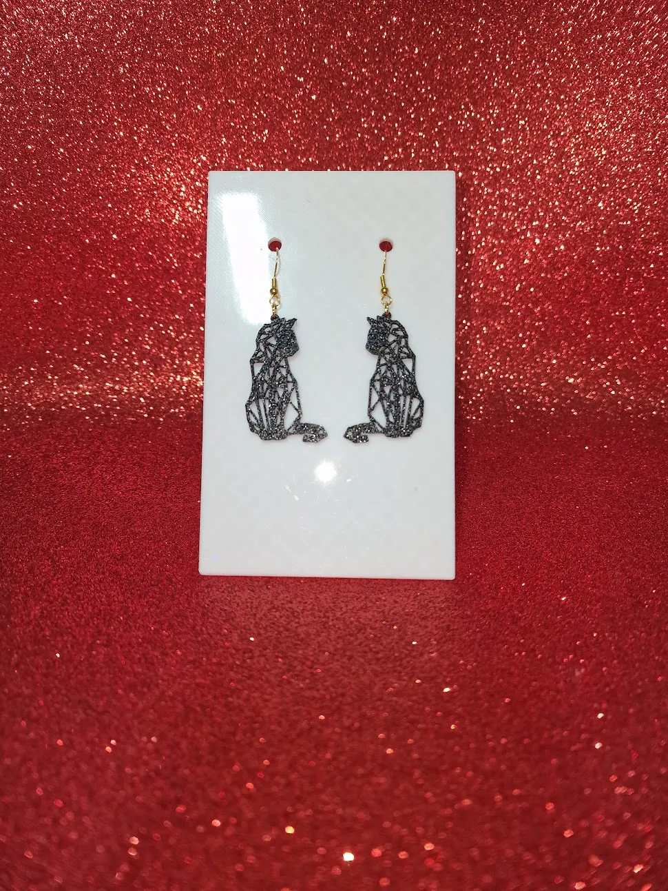 Poly cat earrings view 2