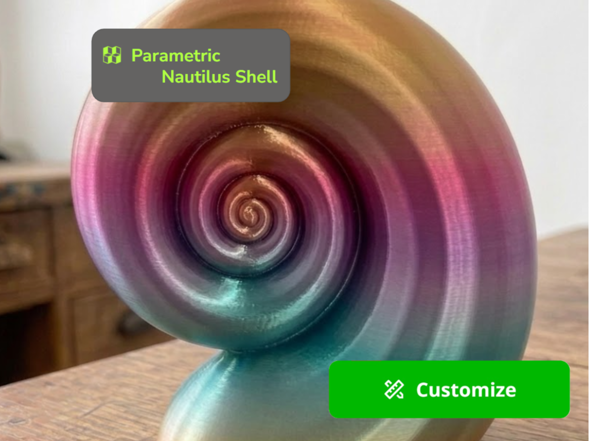 Miniatura 1 do modelo 3D Parametric Nautilus Shell (self standing)