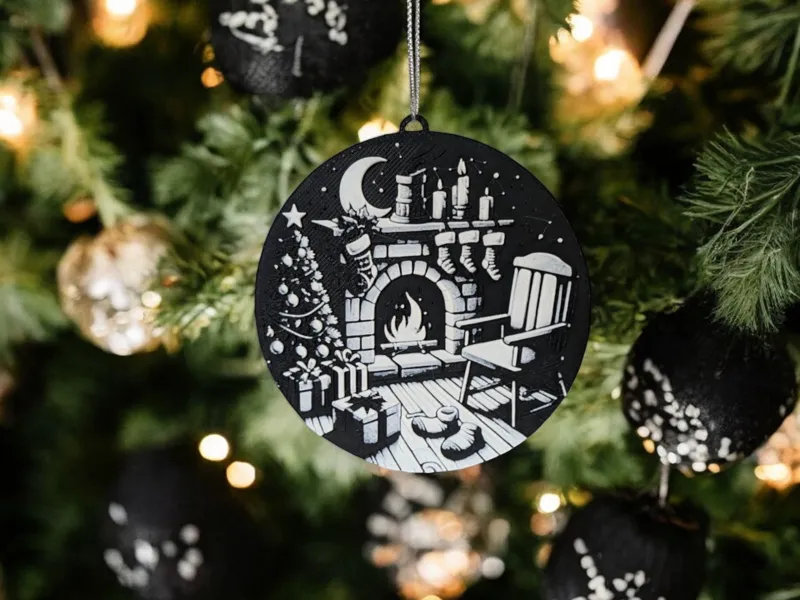 Cosy Fireplace Christmas Ornament