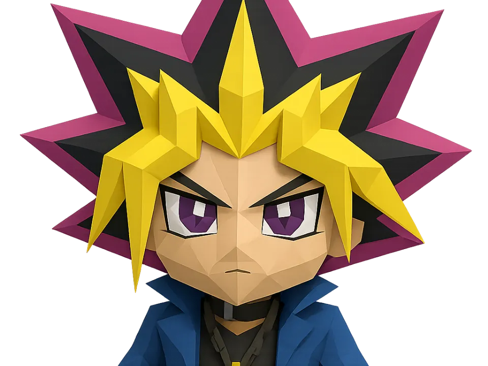 Figurine low poly Yami Yugi style Final Fantasy VII