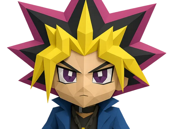 Figurine low poly Yami Yugi style Final Fantasy VII