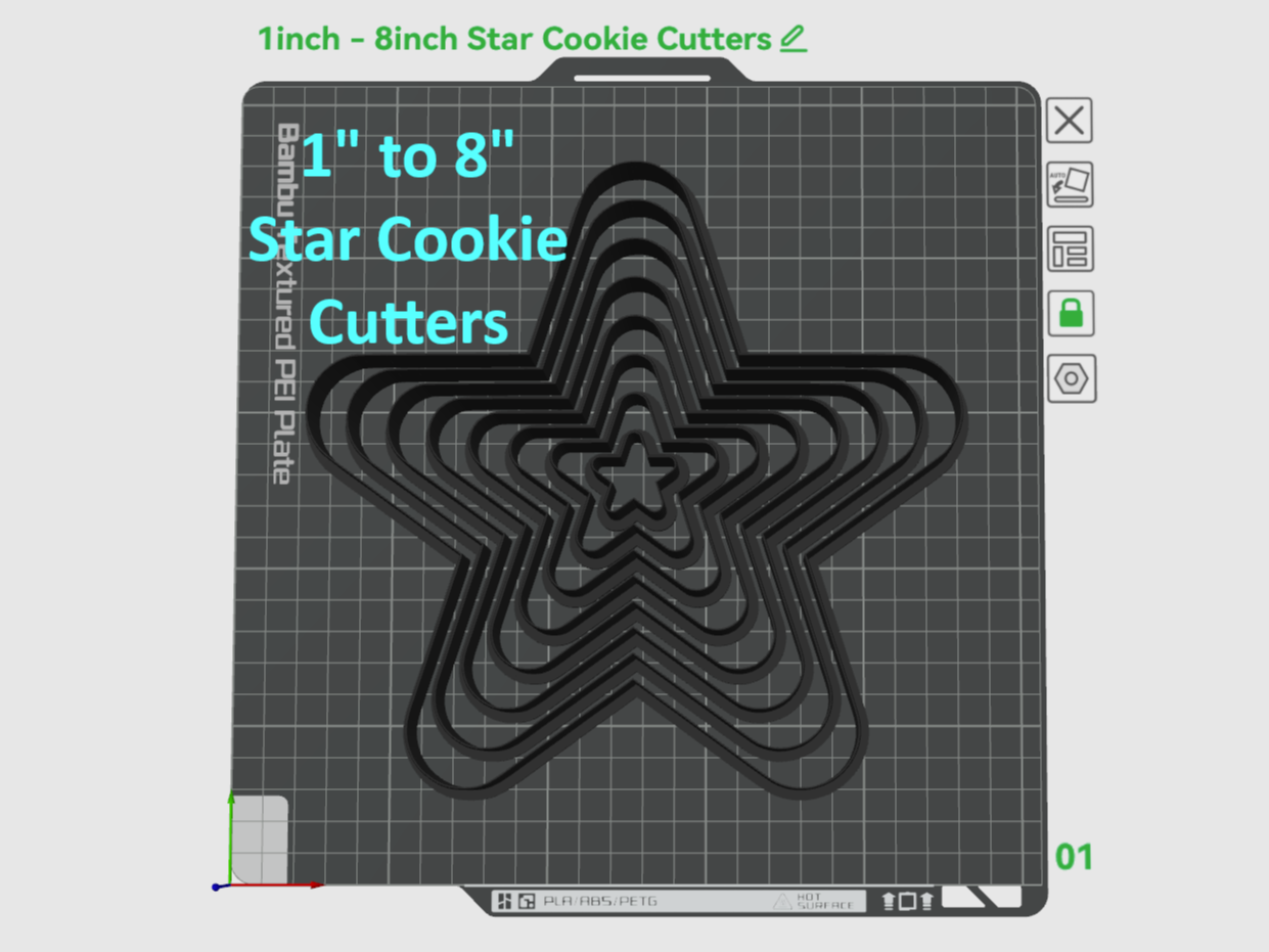 1" to 8" Star Cookie Cutters