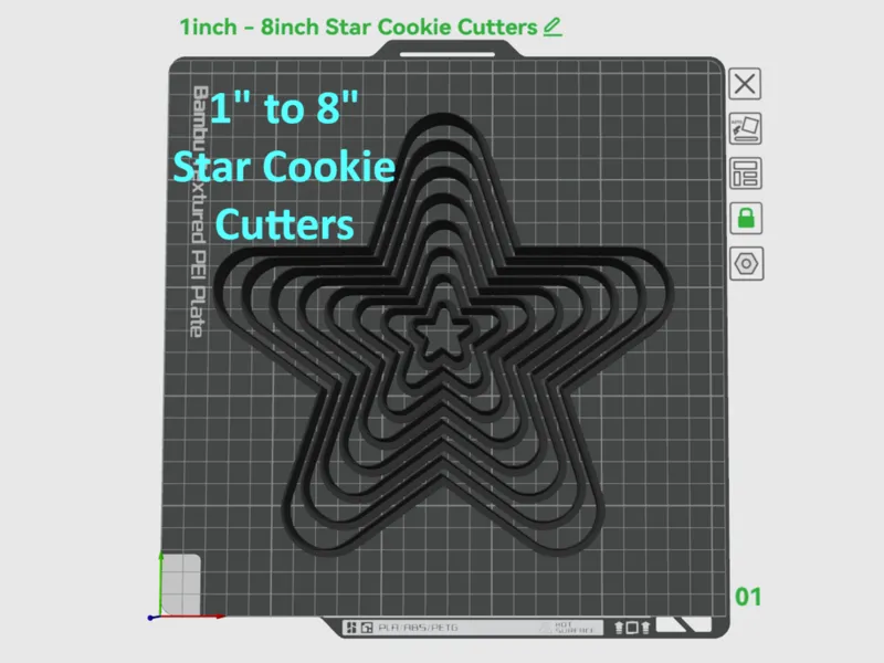 1" to 8" Star Cookie Cutters