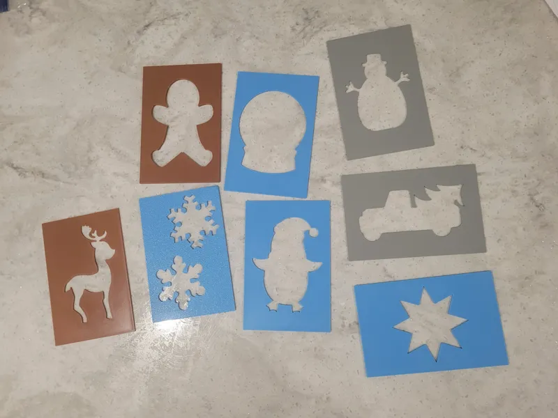 8 Christmas Stencils for drawing, cards, crafts