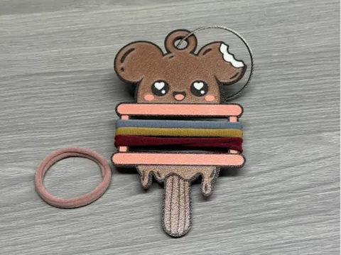 Accesorio para sujetar ligas de cabello: Mickey Mouse Ice Cream Hair Tie Holder Keychain — referencia de MakerWorld