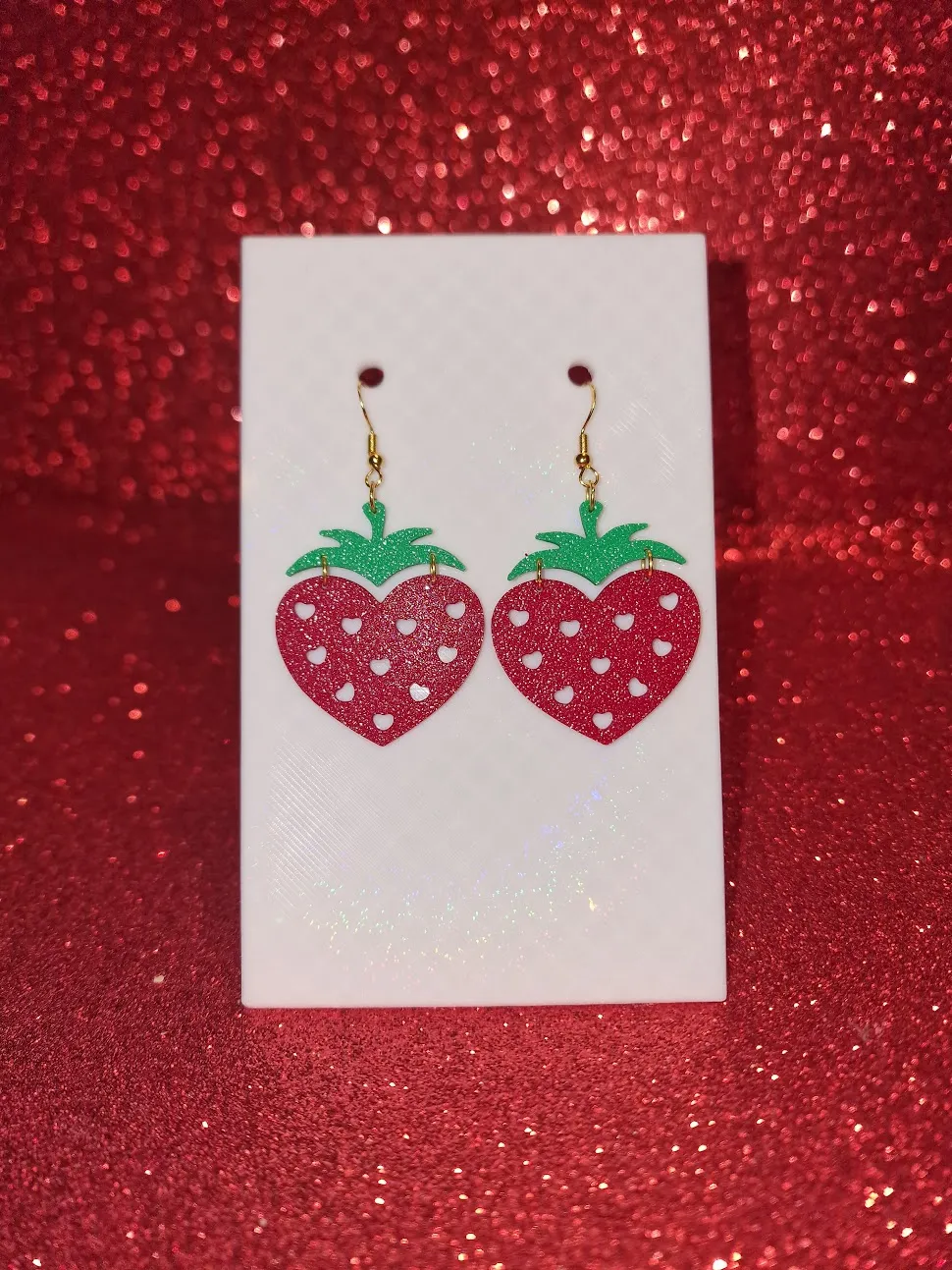 Strawberry hearts earrings view 2