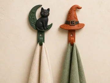 Adorno temático: Halloween Wall Hooks – Cat Moon & Witch Hat Set — vista de referencia 4