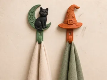 Adorno temático: Halloween Wall Hooks – Cat Moon & Witch Hat Set — vista de referencia 3