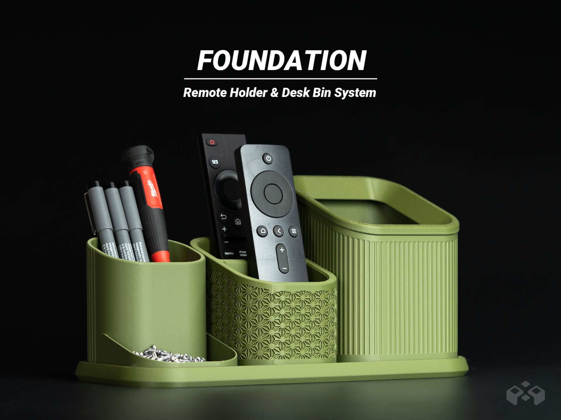 Desk Organizer System | Remote Holder & Bin