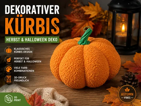 Modelo para impresión 3D: Dekorativer Kürbis – Herbst & Halloween Deko — referencia de MakerWorld