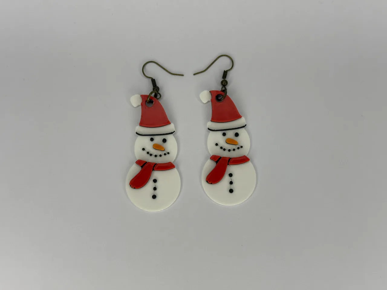 Snowman With Christmas Hat Earring view 2