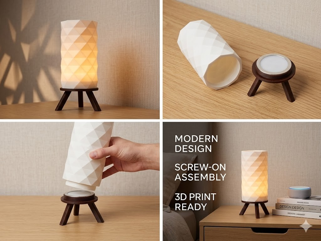 Modern Geometric Table Lamp - Screw-on Low Poly 