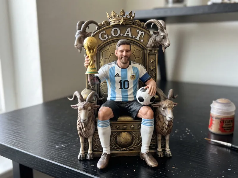 Messi The GOAT Throne Sculpture World Cup Edition