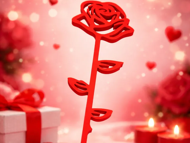 Valentinsrose – Minimalistische 3D-Druck Deko 