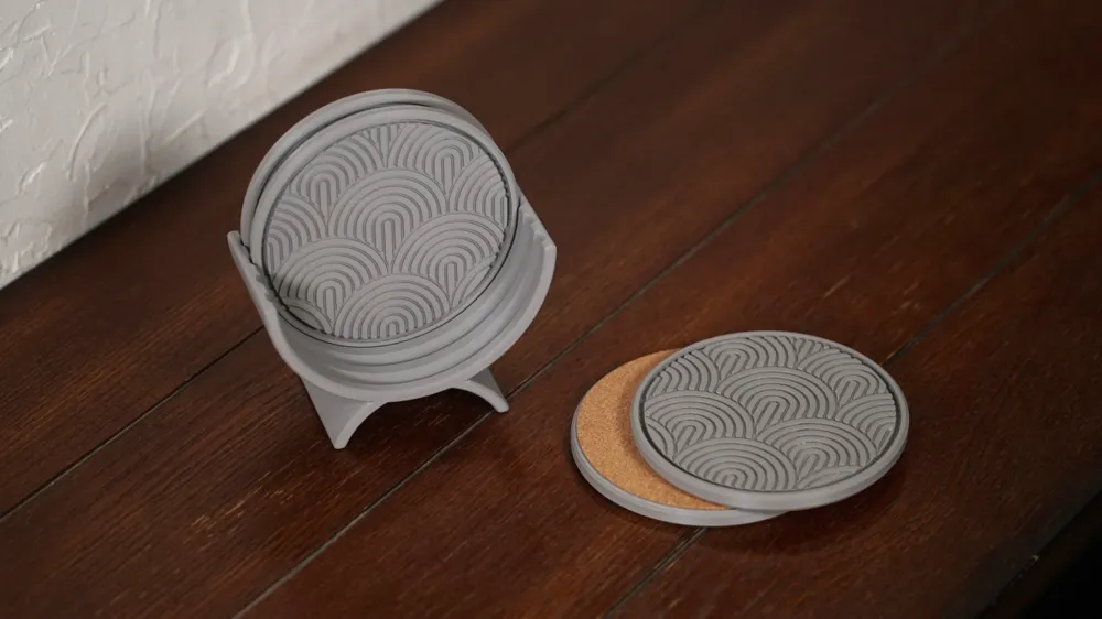 Modern Minimalist Coaster Set with Holder - Free 3D Print Model ...