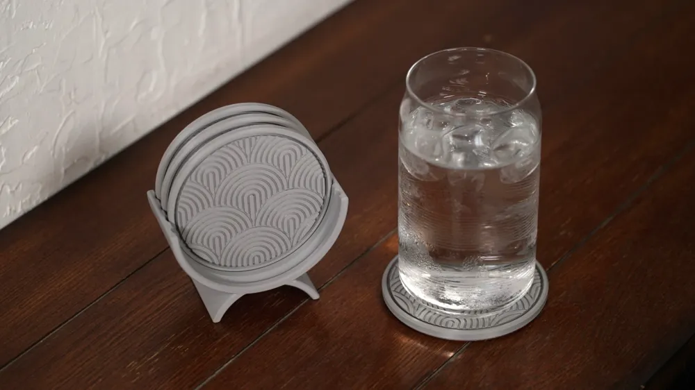 Modern Minimalist Coaster Set with Holder - Free 3D Print Model ...