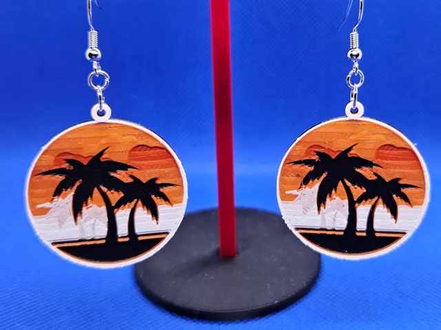 Beach sunset HueForge earrings