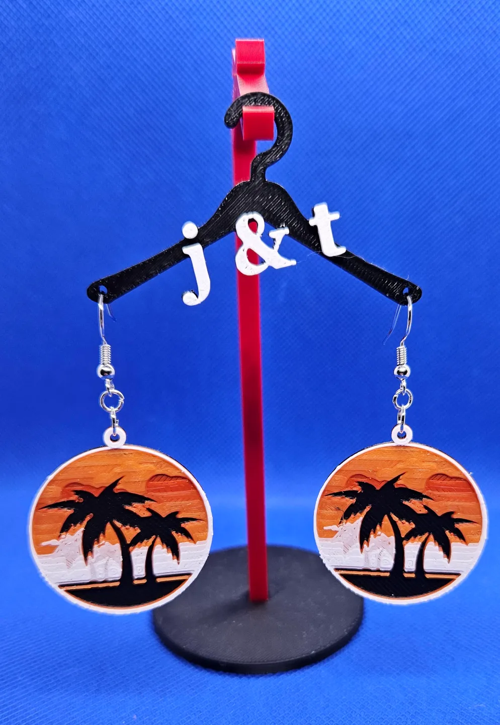 Beach sunset HueForge earrings view 2