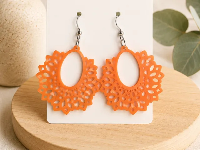 Boucles d'oreille - Style mandala / arabesque oval