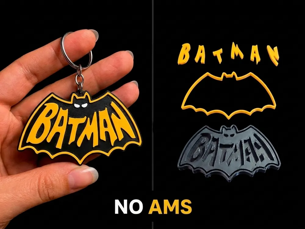 Accesorio para impresora 3D: Batman Logo Icon Multiparts (NO AMS). Referencia del modelo original.
