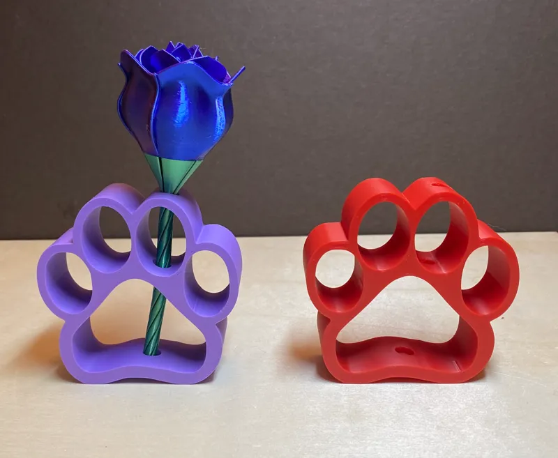 Rose with Paw Print Vase