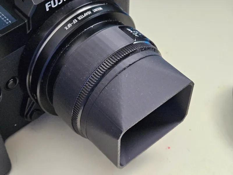 Square Lens hood for Canon EF 40mm on Fuji GFX