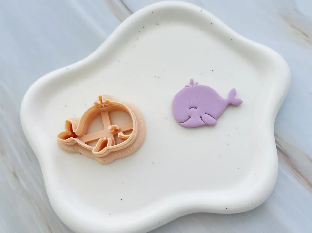Whale Polymer Clay earrings Cutter view 2