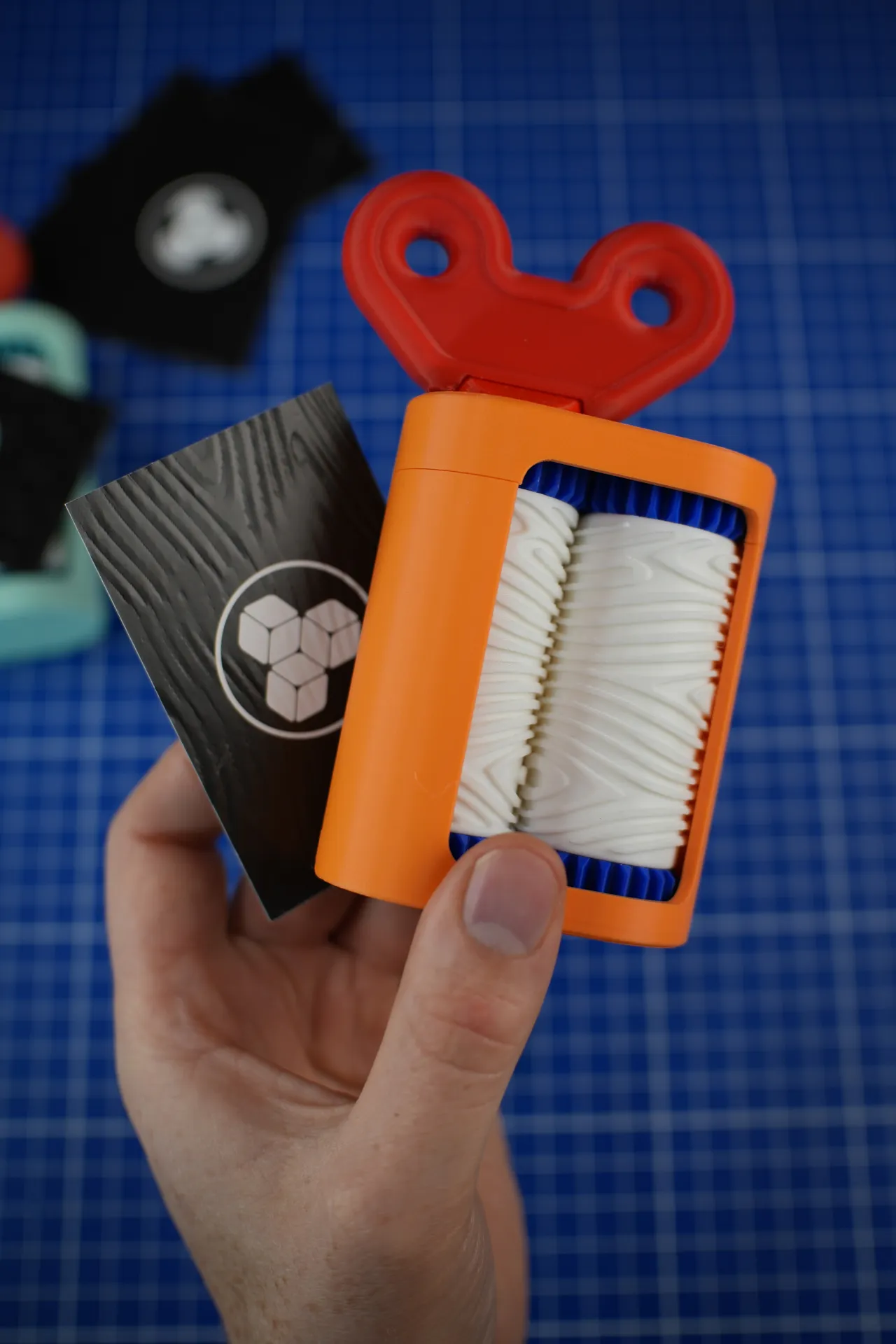 Wood Grain pattern Business Card Embosser Rollers view 3