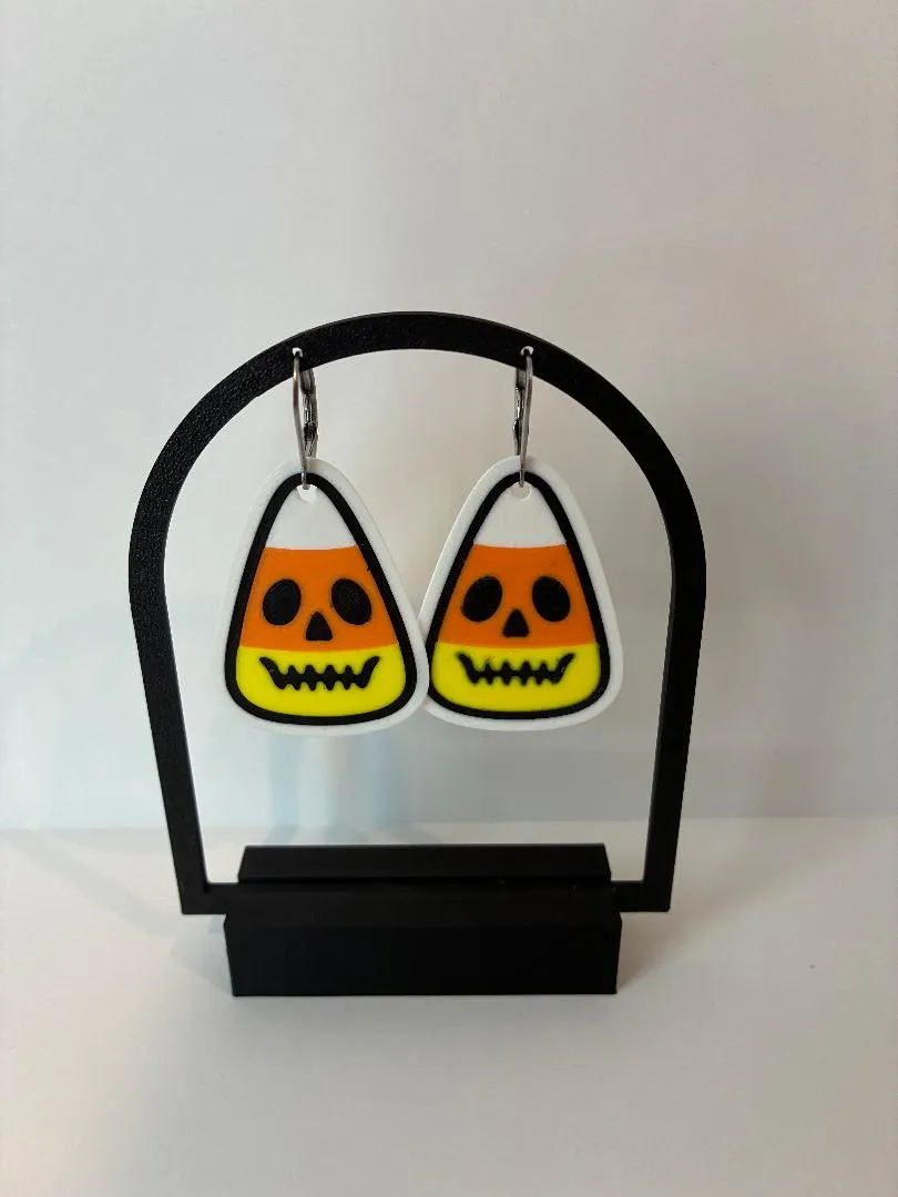 Candy corn earrings view 2